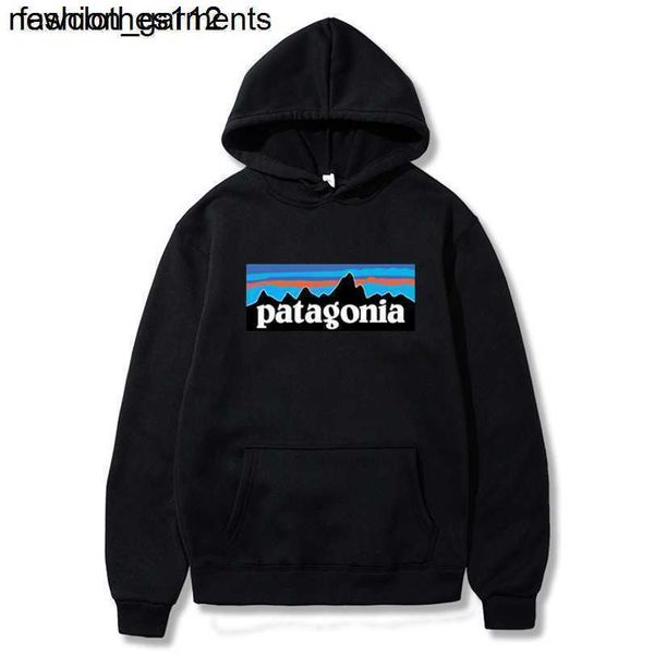 

men's hoodies designer sweatshirts patagonias bata mountain printed sweater plush thickened hoodie single man, Black