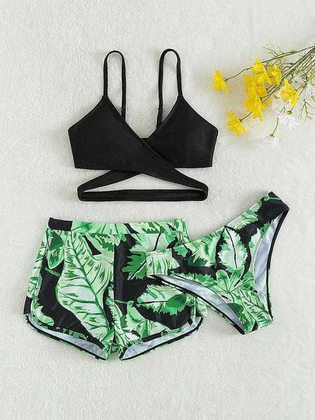 

three piece two piece swimsuit for older children childrens printed girls, Blue