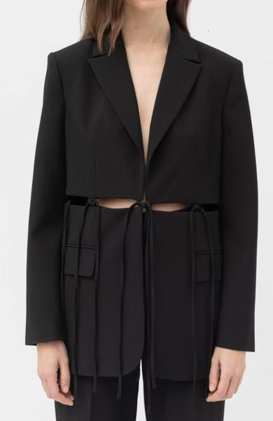 

women's suits blazer black hollow out blazer spring summer jacket 230215, White;black