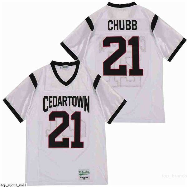 

men football cedartown high school 21 nick chubb jersey team away white pure cotton all stitched breathable excellent quality as, Black