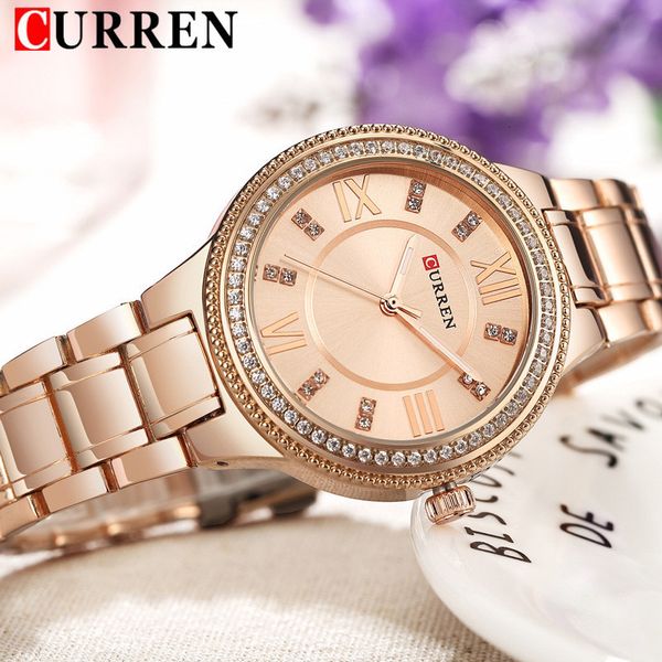 

wristwatches curren fashion women watches brand luxury ladies girl wrist watch stainless steel bracelet classic casual female clock 9004 230, Slivery;brown