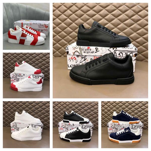 

with box designer dg''dolc''gabbana new elegant sneakers casual shoes perfect calfskin nappa portofino trainers leather, Black