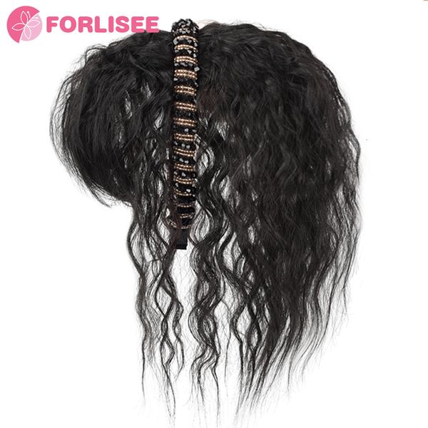 

bangs for braid headband bangs synthetic bangs hair extension fake fringe natural hair clip on hairpieces for women invisible natural 230215, Black