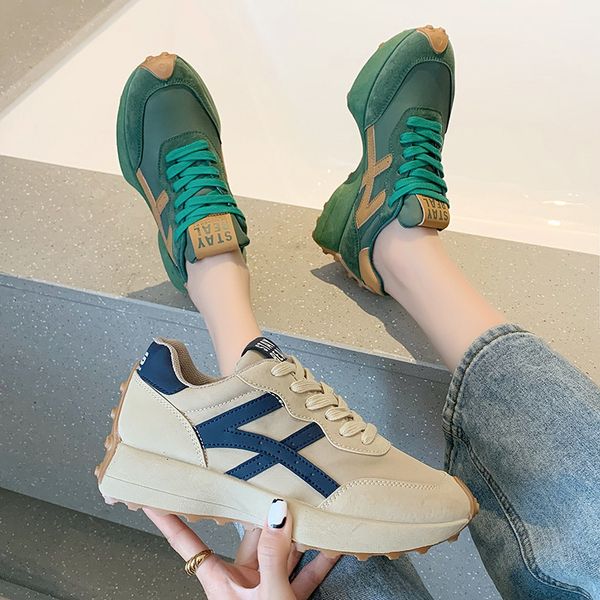 

dress shoes waffle small waist forrest gump shoes women sneakers breathable mesh fitness running casual sports shoes vulcanized sneakers 230, Black