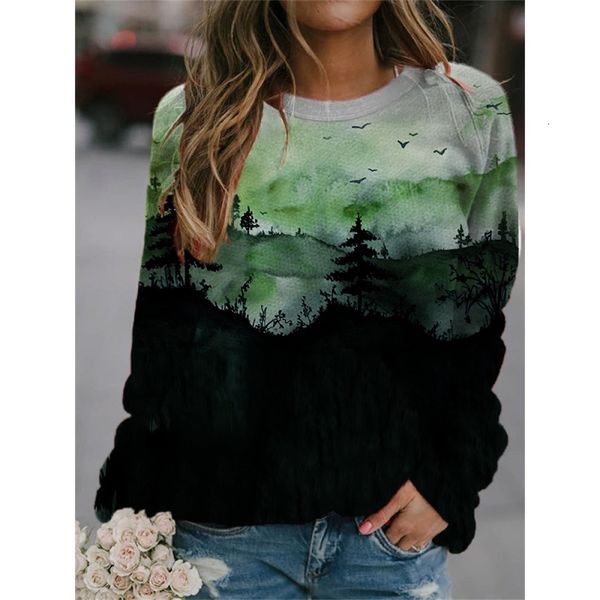 

women's hoodies sweatshirts polyester circle spring foreign trade women's round neck long sleeve pullover 3d print sweatshirt 2302, Black