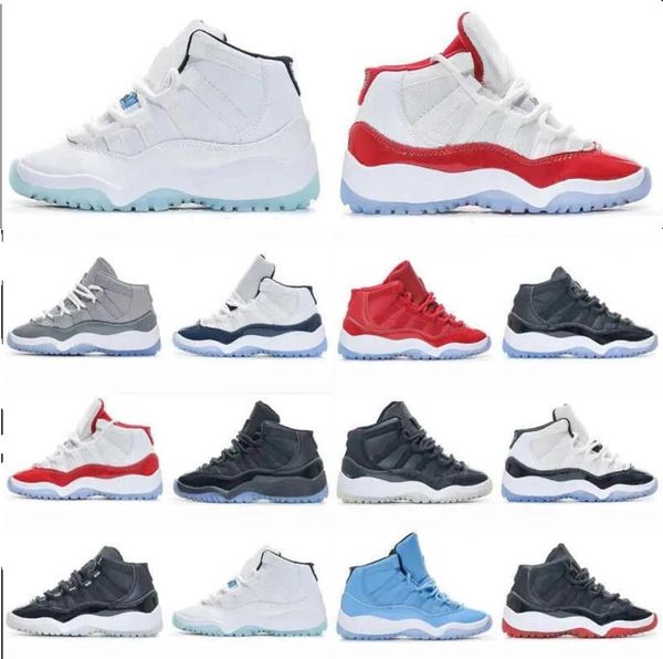

baby 11 11s xi cherry bred cool grey space jam metallic silver concord unc win like for toddler designer children basketball kids shoes snea, Black