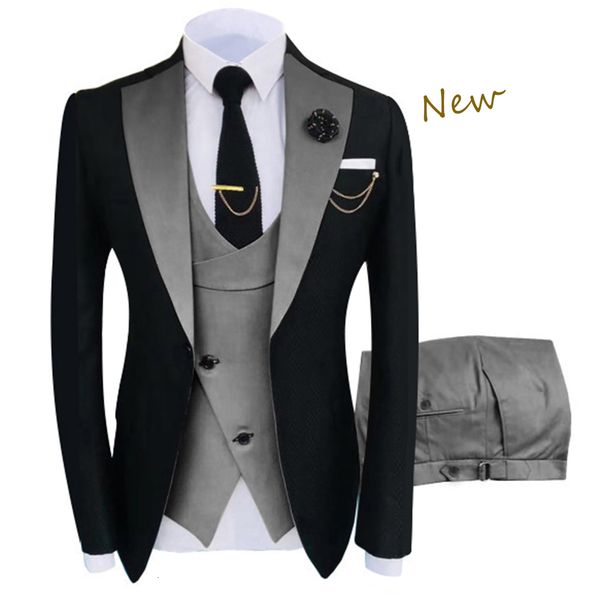 

men's suits blazers arrival terno masculino slim fit blazers ball and groom suits for men boutique fashion wedding jacket vest pants 23, White;black