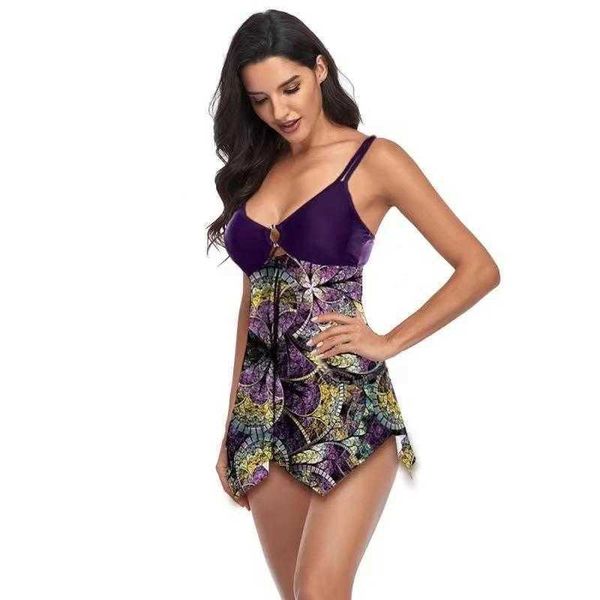 

23 conservative women print skirt bikini tankinis swimwear, White;black