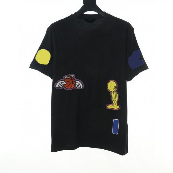 

men's plus tees & polos round t-shirt plus size neck embroidered and printed polar style summer wear with street pure cotton xvr2, Black;brown