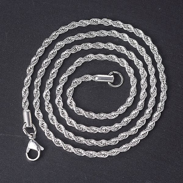 

wholesale 5pcs 4mm 22in rope chain stainless steel necklace, Silver