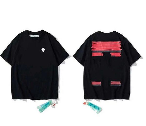 

2023 spring and summer new painted hollowed out arrow pattern round neck pullover short sleeve men and women of the same style, White;black