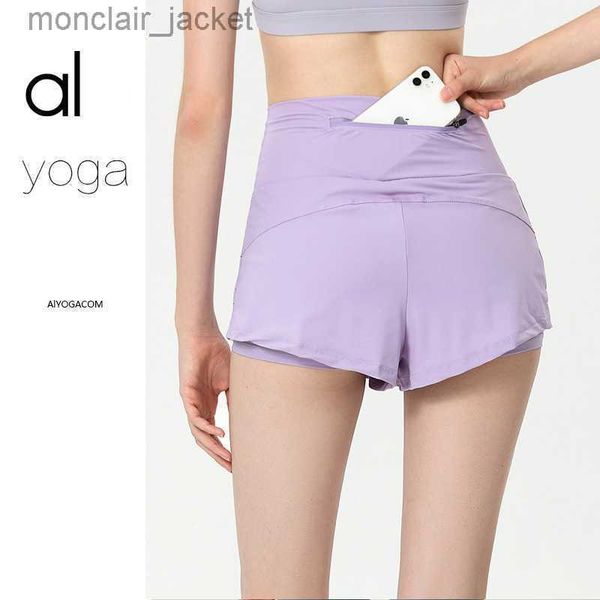 

designer alos yoga high-waisted summer sports shorts women's anti-glare training gym loose dance yoga pants, White;black