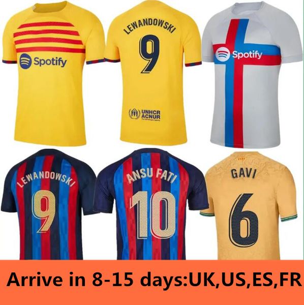 

22 23 pedri lewandowski 4th barcelonaes soccer jerseys gavi #6 ansu fati de futbol ferran 2022 2023 camiseta raphinha football shirt men, Black;yellow