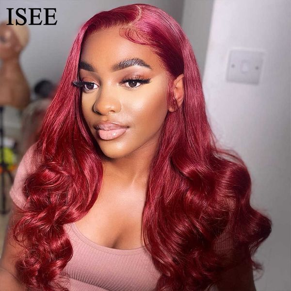 

red human hair wigs for women 99j hd lace frontal wigs mongolian 180% density body wave lace wigs red colored lace closure wigs, Black
