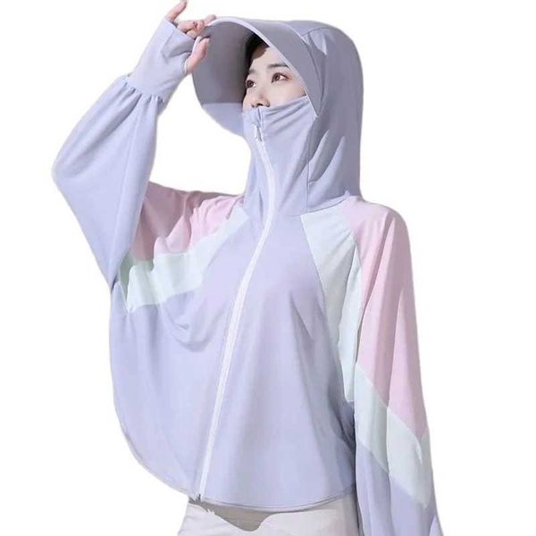 

outdoor t-shirts 2022 summer new sun protection clothing women thin ice silk blouse uv protection breathable outdoor sun protection clothing, Gray;blue