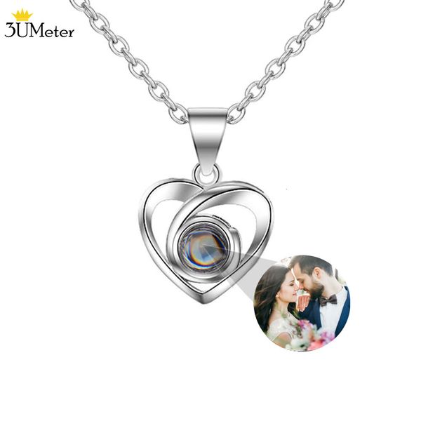 

pendant necklaces trendy customized po projection pendant necklace po custom projection necklace woemn heart pendant jewelry valentines gift, Silver