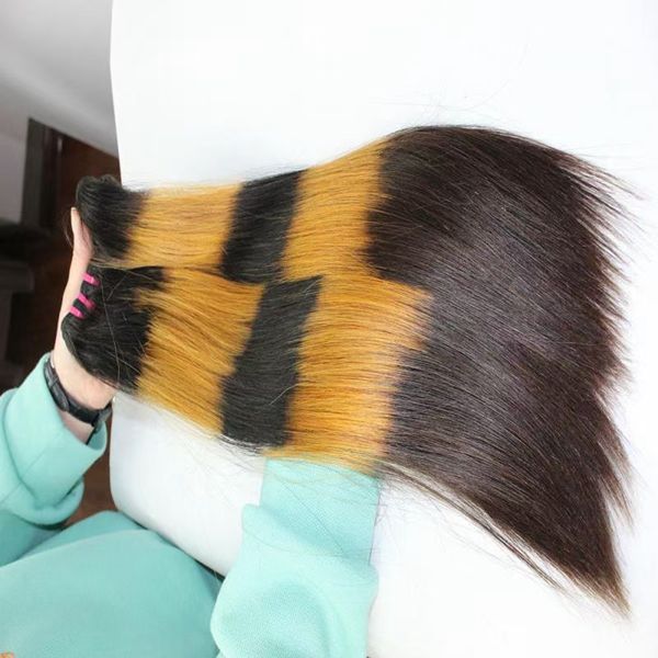 

13a double drawn virgin hair bundles straight 1 bundle tiger colors, Black