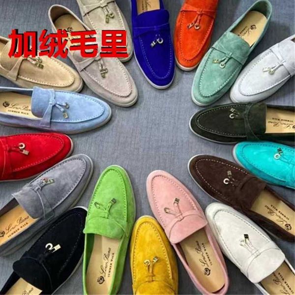 

desiner loropiana shoes online soft and comfortable when treading on shit lofu shoes lp cashmere leather slacker shoes real wool warm plush, Black;white