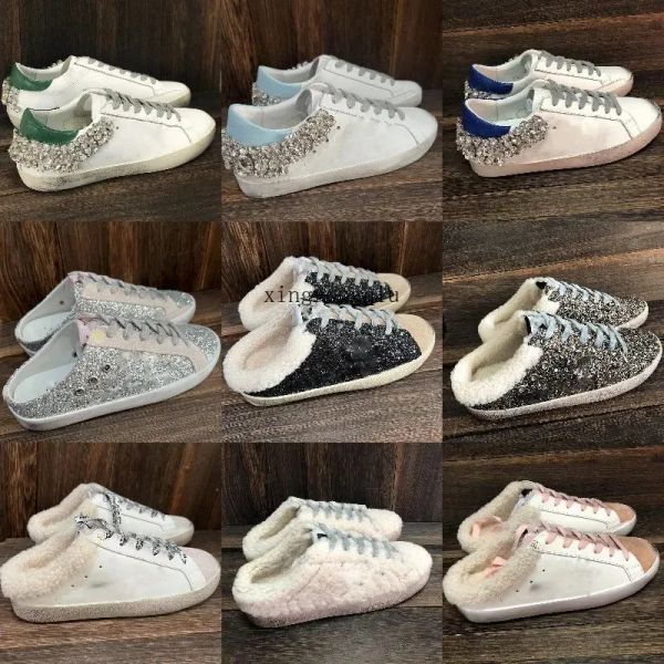 

sequin 2023 goldens shoes gooseitys italy brand designer sneaker women diamond casual shoes spuer-star classic sabot white do-old dirty supe, Black