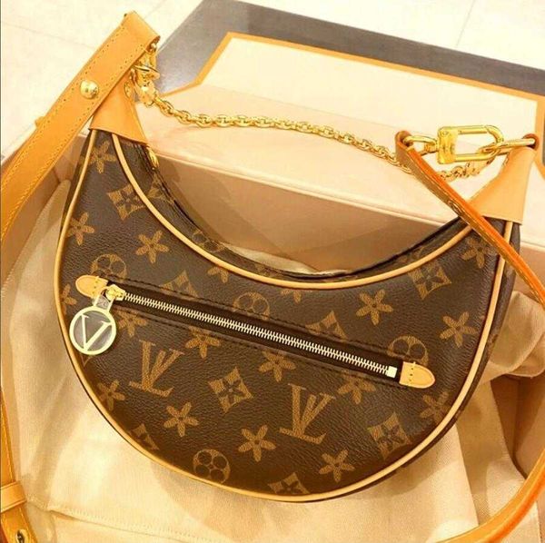

luxury women bags designer handbags canvas brown genuine leather ladies composite lady half moon clutch shoulder tote bag female purse walle