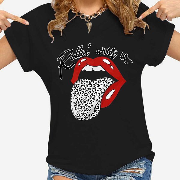 

women's t-shirt 100 cotton leopard print big lips shortsleeved tshirt women's halfsleeved summer casual oversized tshirt ladies sh, White