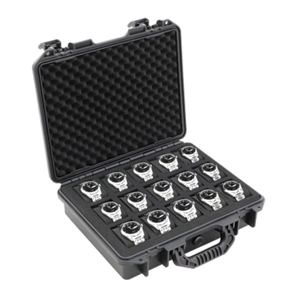

watch boxes cases 615 grid abs plastic watch box safety equipment case portable dry tool box impact resistant case with foam for watches sto, Black;blue