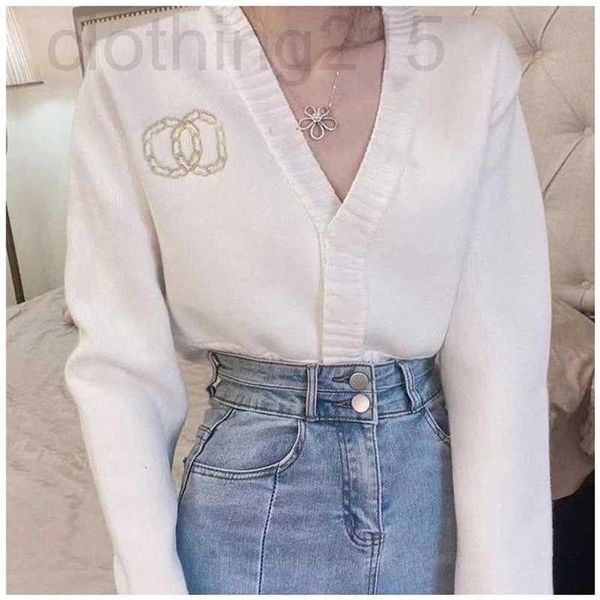 

women's knits & tees designer sweaters blouse new spring heavy embroidery v collar show thin cardigan coat female 5bxt, White