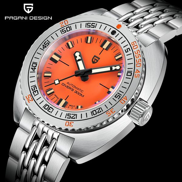 

wristwatches pagani design mens divers automatic mechanical watches nh38 sapphire stainless steel 300m waterproof ar watch for men 230215, Slivery;brown