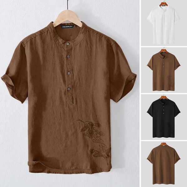 

mens retro short sleeve v-neck cotton linen henley beach yoga blouse tees, White;black