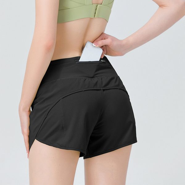 

yoga sports shorts women's back zip pocket anti-walking, light and cool, quick-drying running, fitness yoga pants 03