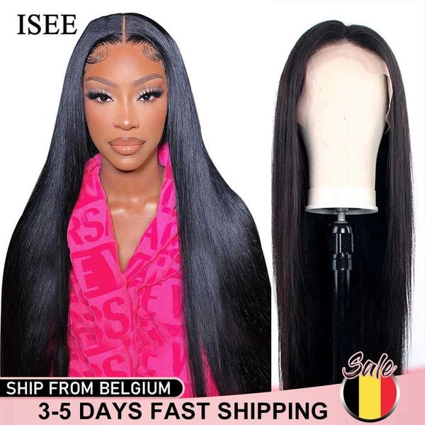 

isee hair straight 13x6 hd lace frontal wig malaysian straight 180% density wigs for women human hair, Black