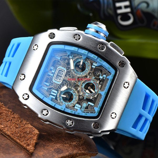 

2022 new sports quartz watch business fashion electroplating process six needle running second design wine barrel type watch, Slivery;brown