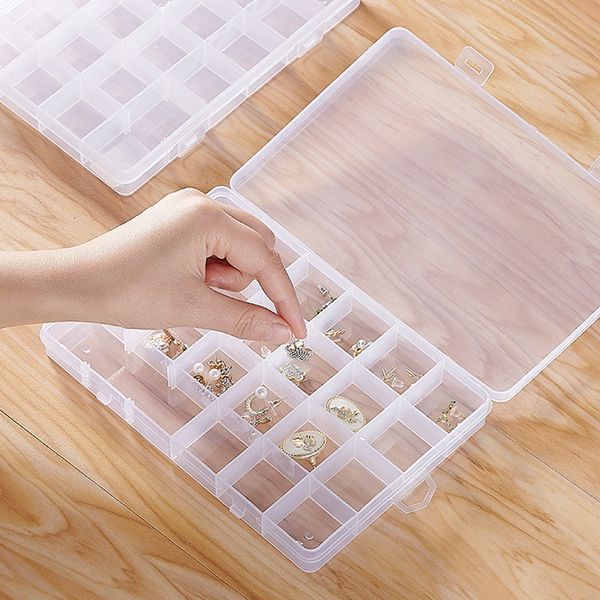 

jewelry boxes pp transparent 36 grid jjewelry plastic box auto parts organizer box rectangular electronic components storage box ring box 23, Black;white