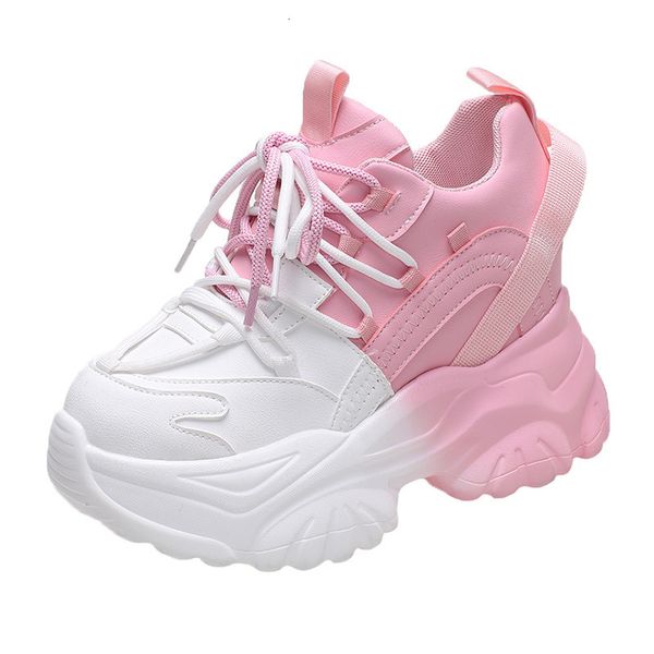 

dress shoes comemore women's high platform chunky sneakers woman fashion women sports shoes pink white sport sneaker tennis elegant 34, Black