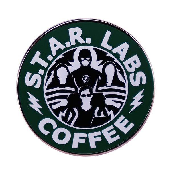 

star labs coffee brooch cute anime movies games hard enamel pins collect metal cartoon brooch backpack hat bag collar lapel badges, Blue