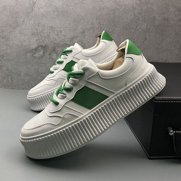 

italian designer wedding party shoes autumn spring white vulcanized breathable casual sneakers round toe thick bottom business leisure walki, Black
