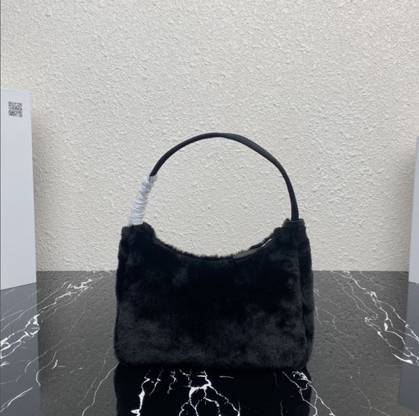 

mini series fur triangle label single shoulder underarm carrying bag