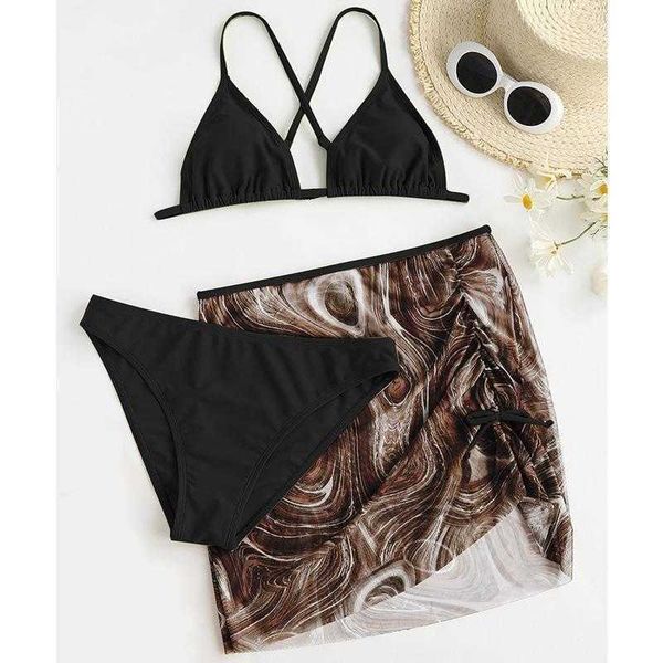 

girls swimsuit fashion two pieces three piece set tulle skirt split medium and, Blue