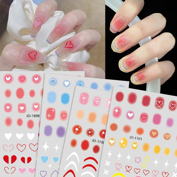 

2023 nail art sticker decals net blush dye gradual powder blusher nail enhancement back adhesive sticker love nail decoration small pattern, Black