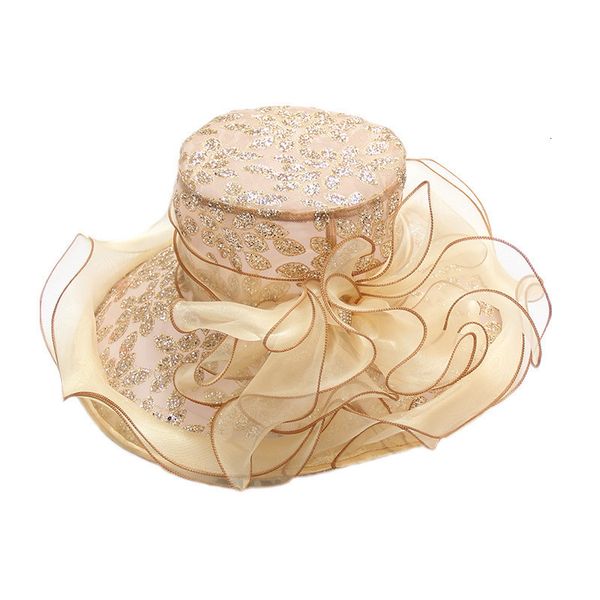 

wide brim hats bucket summer women bow mesh lace church foldable wedding tea party dress sun 230215, Blue;gray