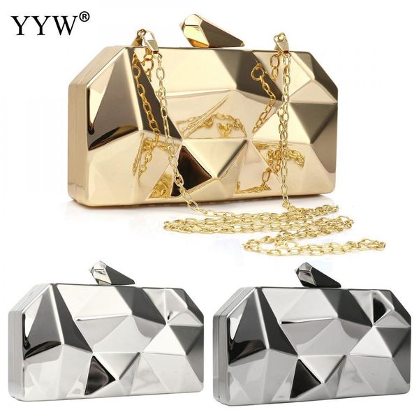 

evening bags iron shoulder bags strap chain sling purse women clutch and purse silver gold evening clutches geometry pattern wallet pouch 23