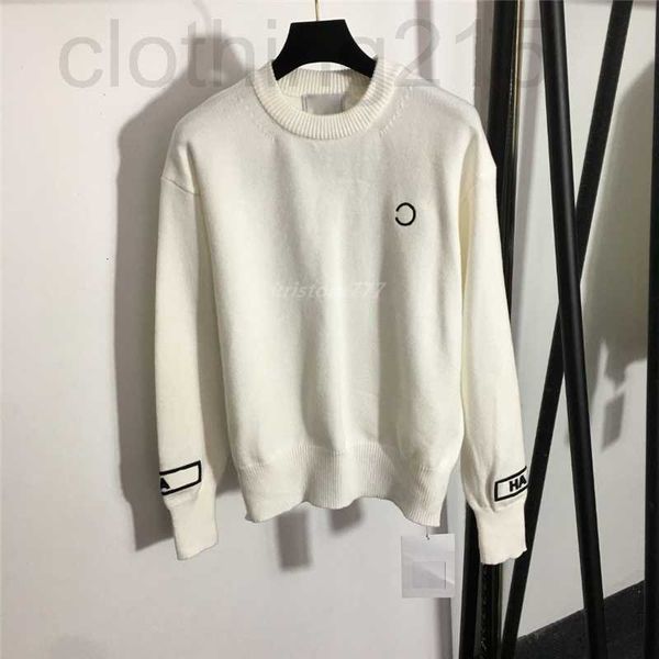 

women's knits & tees designer 2022 brand crew neck sweater with letters embroidery milan runway crop shirt clothing high end 97zy, White