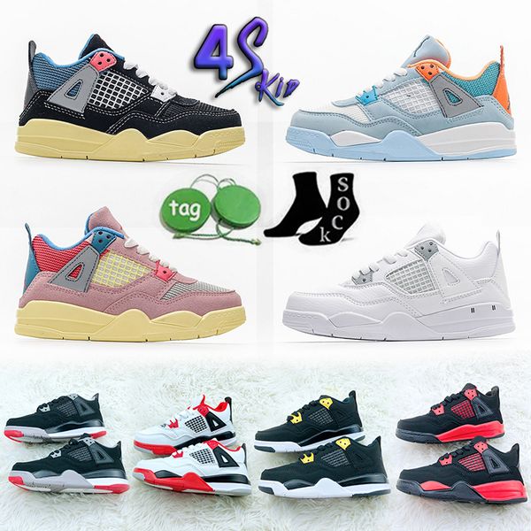 

quailty men women kids shoes ps jumpman 4 4s infants sport sneakers fire red bred what the sail university blue royalty pure money basketbal, Black