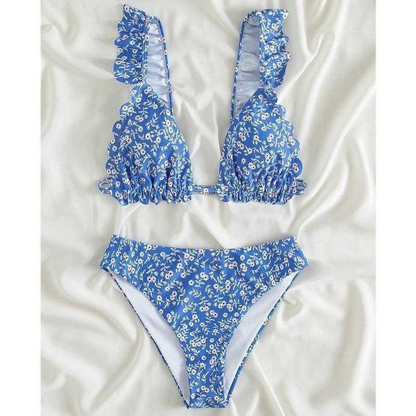 

childrens swimsuit summer beach lace two piece shoulder strap girls bikini, Blue