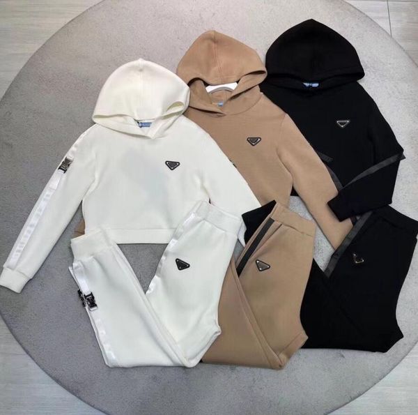 

women's tracksuits black white kahki color womens knitted sports suit two piece pants presbyopia logo letter cardigan jacket rope elast, Gray