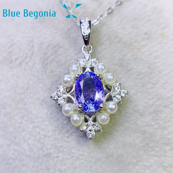 

natural tanzanite women's necklace fine jewelry necklace for women anniversary gift 925 sterling silver 5x7mm gemstone