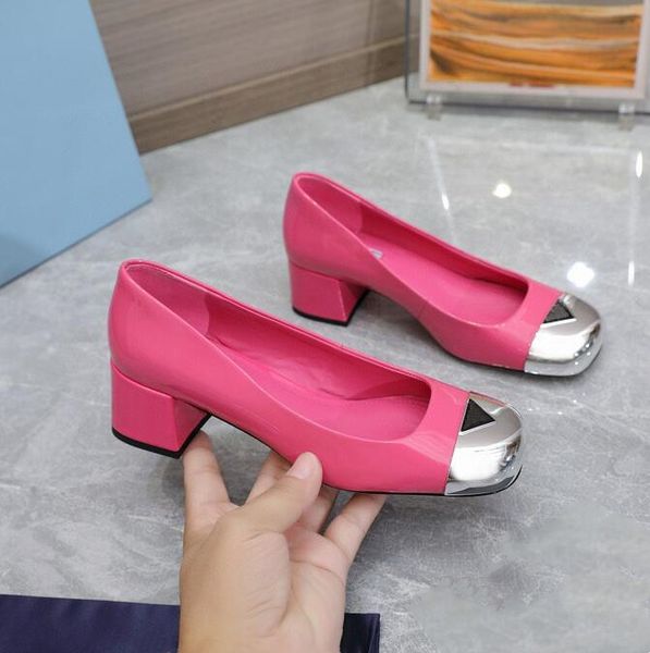 

fashion ladies chunky rhinstones heels dress shoes metal round toe patent leather willow ding bride bridesmaid banquet work beautiful size s, Black