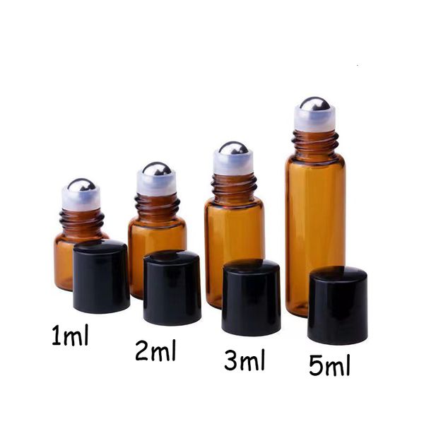 

perfume bottle 50pcs 1ml 2ml 3ml 5ml amber roll on bottles for essential oils roll-on refillable perfume bottle glass roller vials 230215