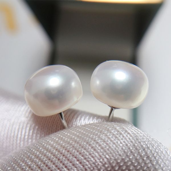 

9mm 925 sterling silver earrings pearl stud earrings for women luxury frence style pearl jewelry ear rings studs female jewellry, Golden;silver