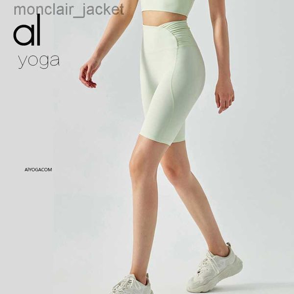 

designer alos yoga pants are super elastic and breathable and wear pure color nude fitness leggings women's new hip lift, Black